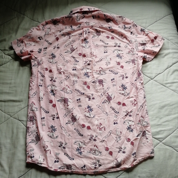 KOLBY Button Up Short Sleeve Dress Shirt Fun BeachSummer Print 100% Cotton Small - Picture 9 of 12